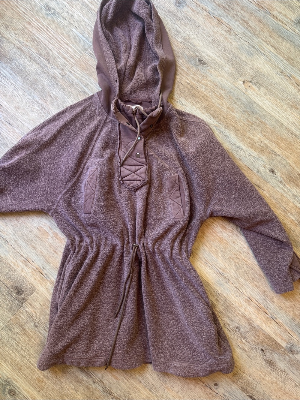 We The Free Plush Hooded Pullover in Mauve Taupe